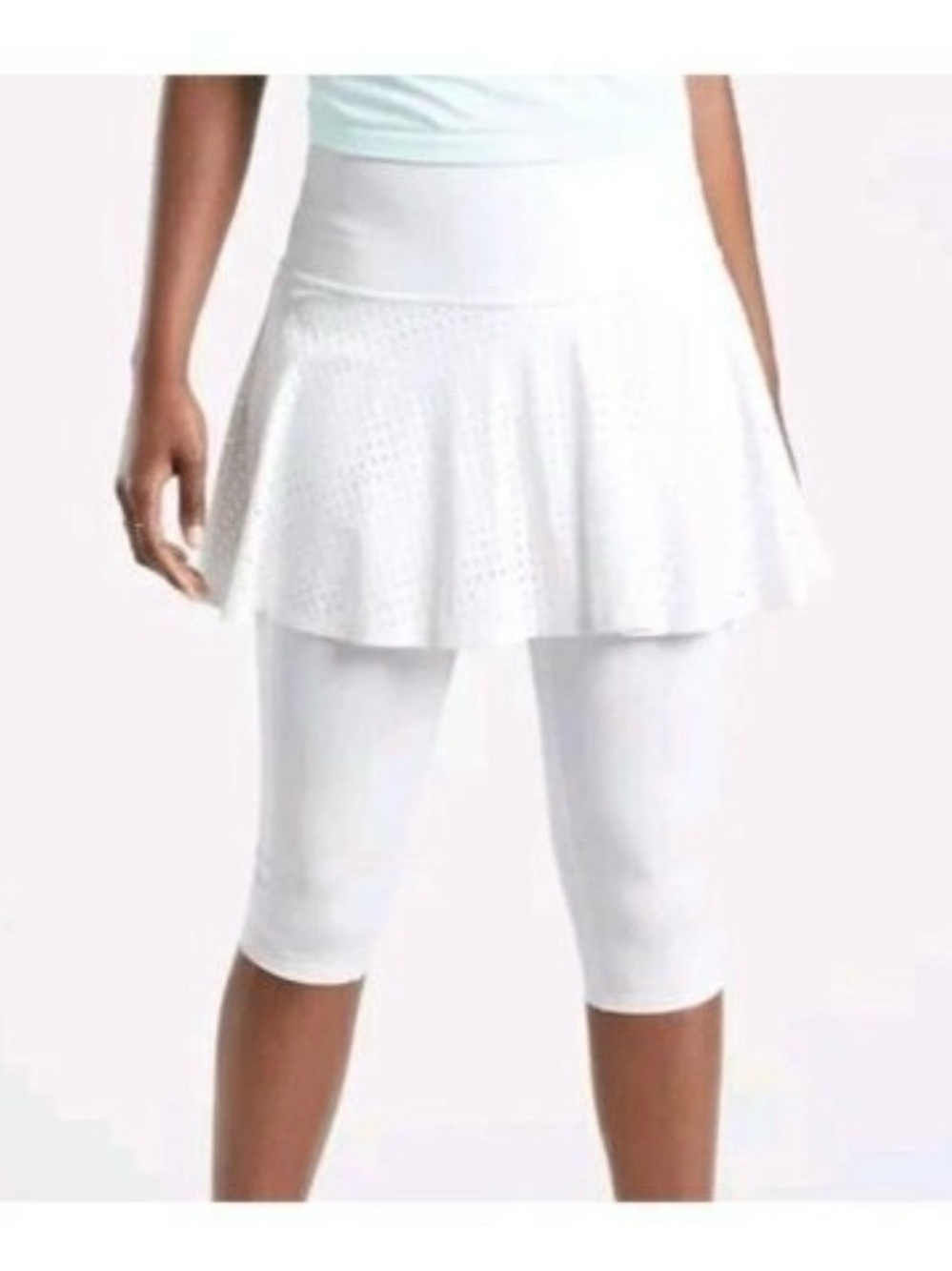 Athleta Skirted Legging Size XL White Mesh A Game 2 in 1 Crop Capri